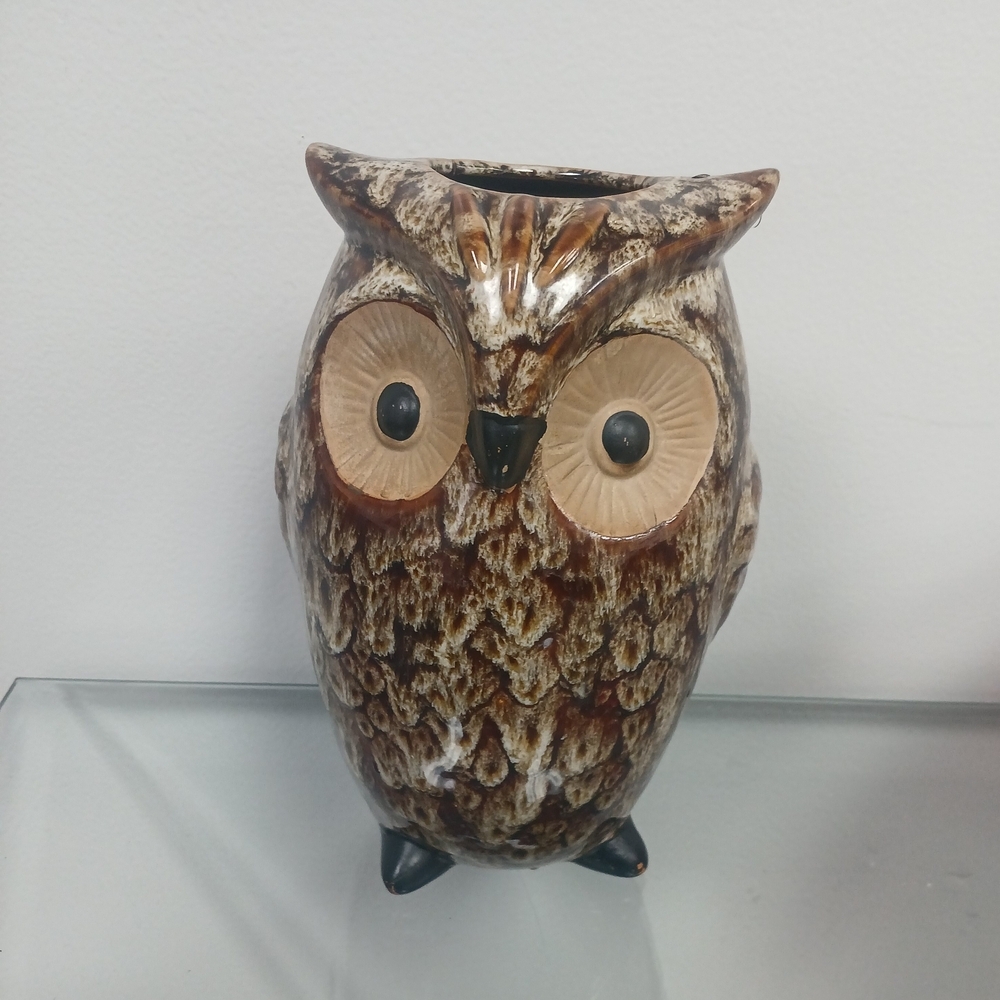 Owl Vase Glazed Ceramic Elegant Expressions Hosley Bird Decor 8.75"